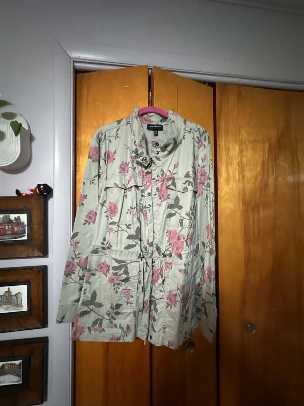 Lane Bryant Utility Jacket Size 22/24 Green Pink Floral